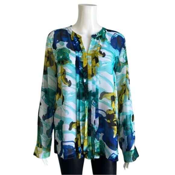 Calvin Klein V-Neck Pleated Detail Blouse - L - Picture 1 of 10